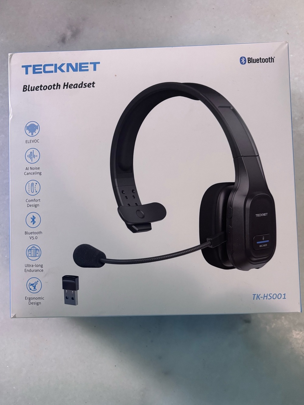 TECKNET Bluetooth Headset in Black NWT - Picture 2 of 3